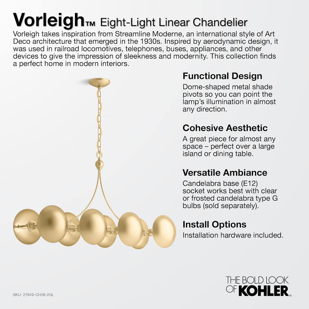 Vorleigh 44" Wide 8 Light Adjustable Dome Linear Chandelier