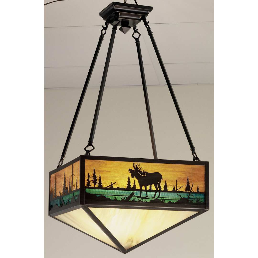 3 Light 16-1/2" Wide Pendant with Handmade Shade