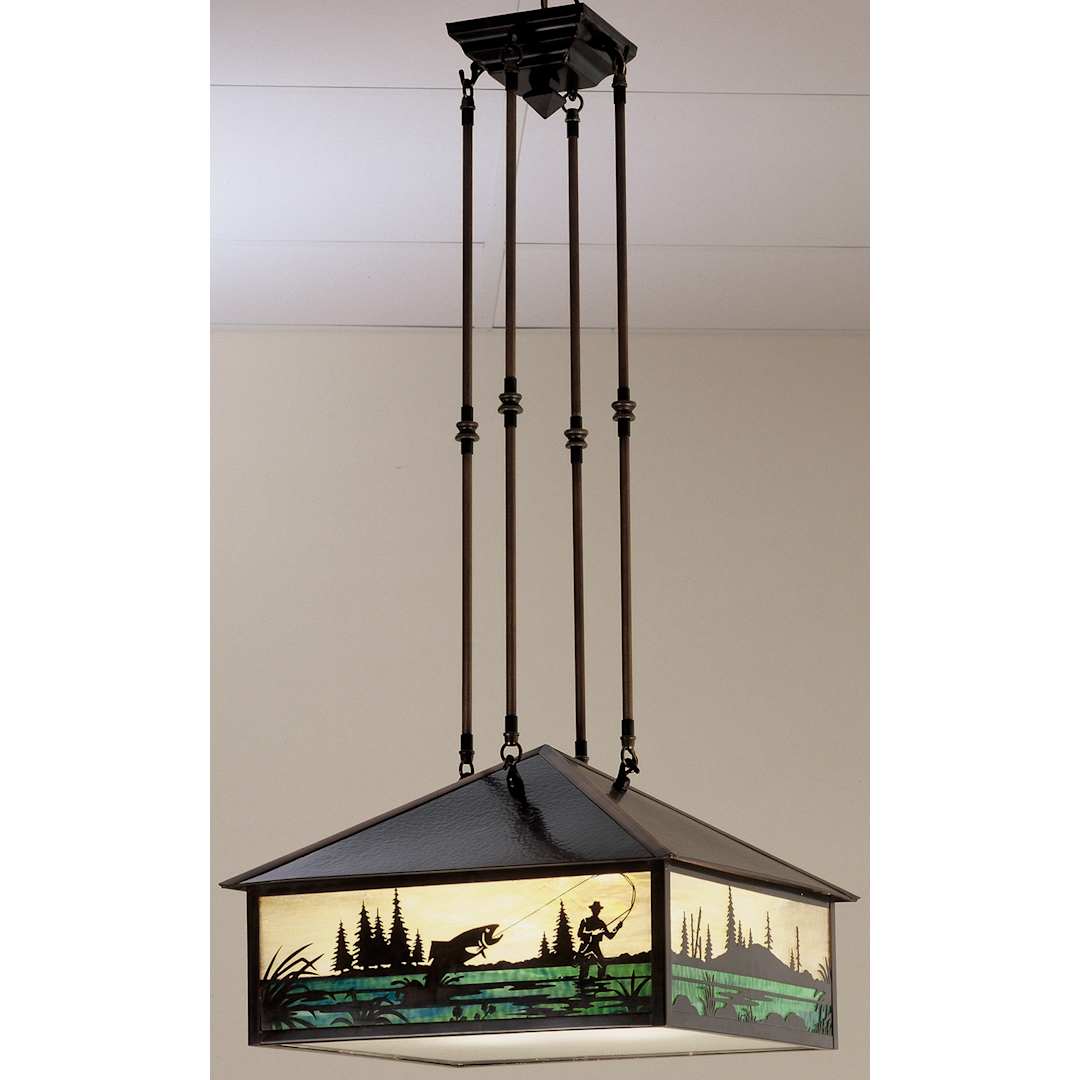 3 Light 24-3/4" Wide Pendant with Handmade Shade