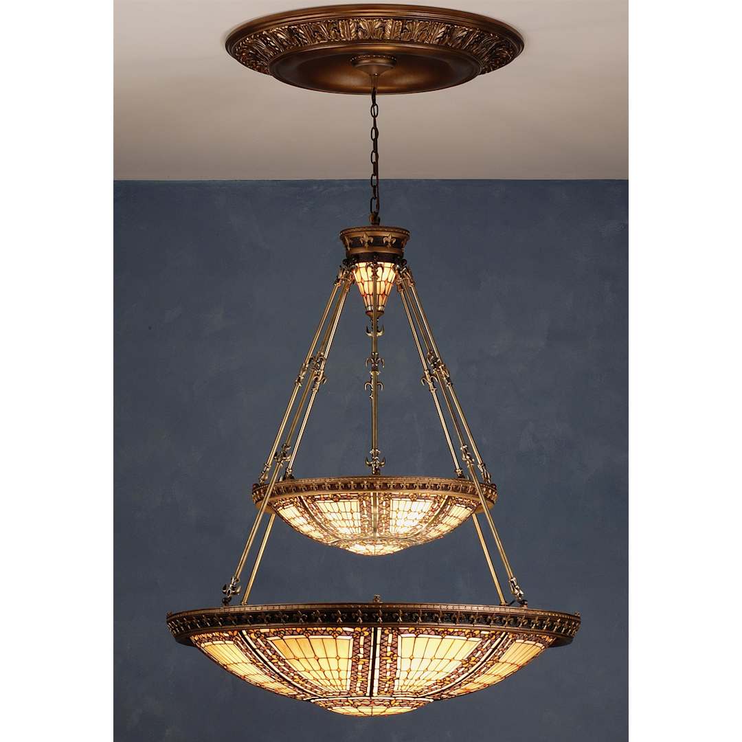 Stained Glass / Tiffany Bowl Pendant from the Fleur-de-lis Collection