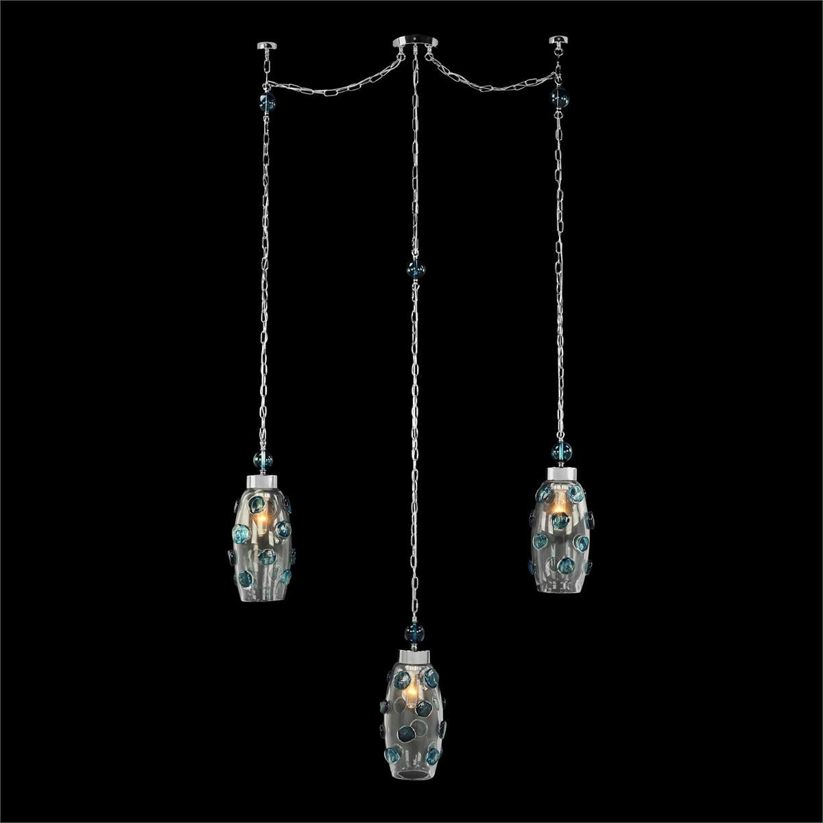 John Richard Cerulean Spots Three-Light Horizontal Chandelier
