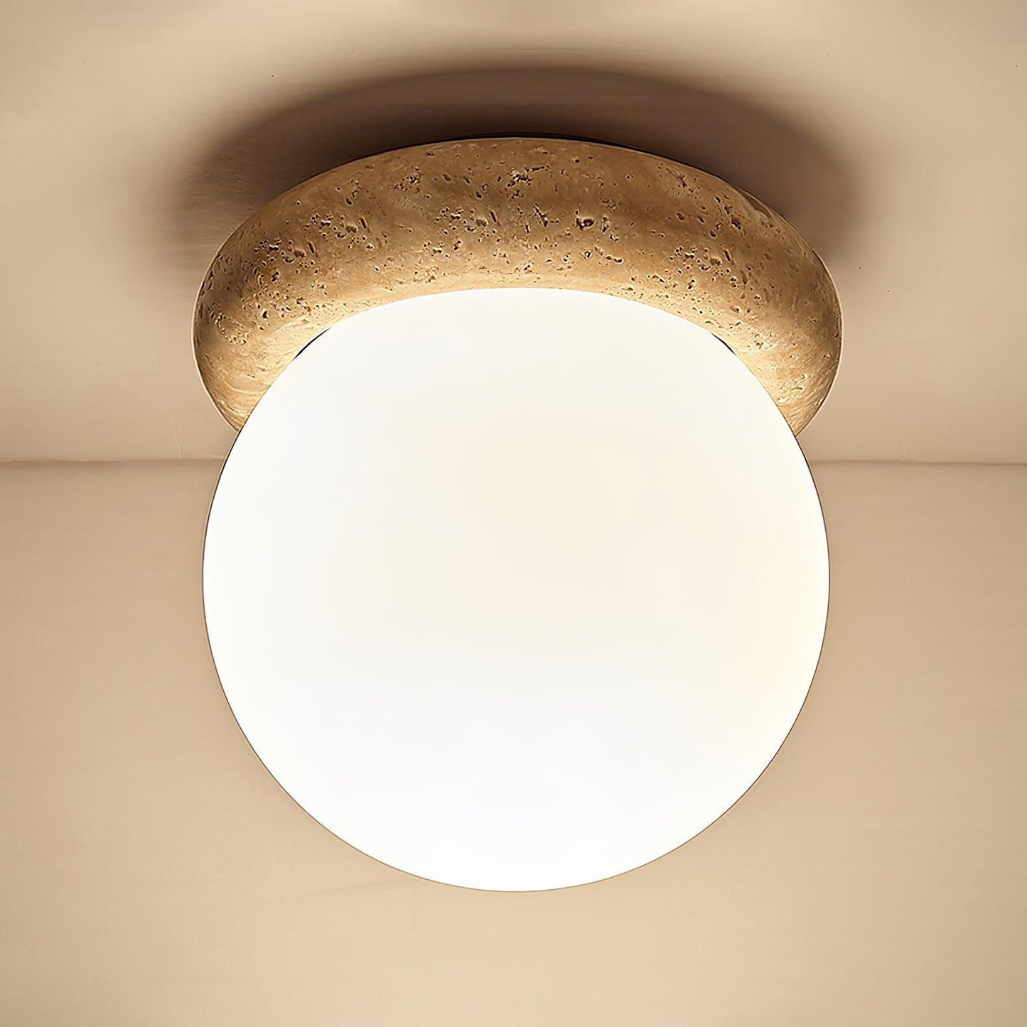 Minimalist Travertine Globe Ceiling Light