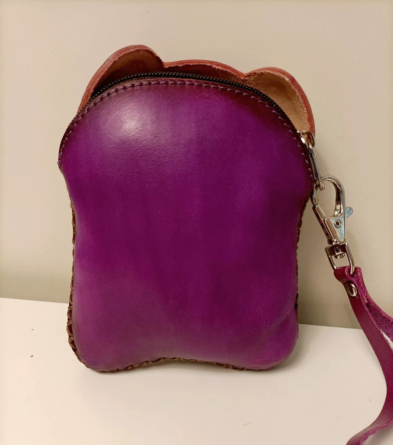 Elephant Pouch for Adults – Purple Cowhide Handmade Coin & Key Holder – 12.5 cm 1