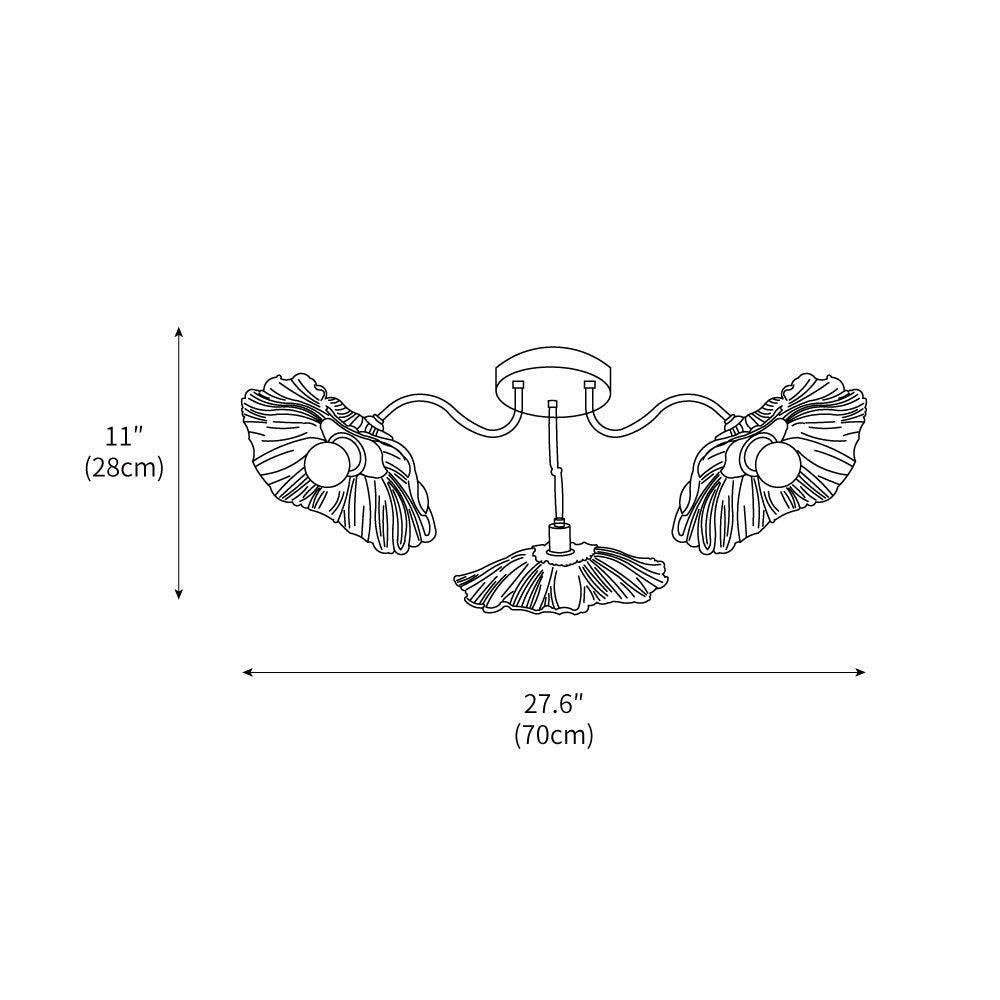 Glass Ceiling Lamp with Lotus Leaf Design