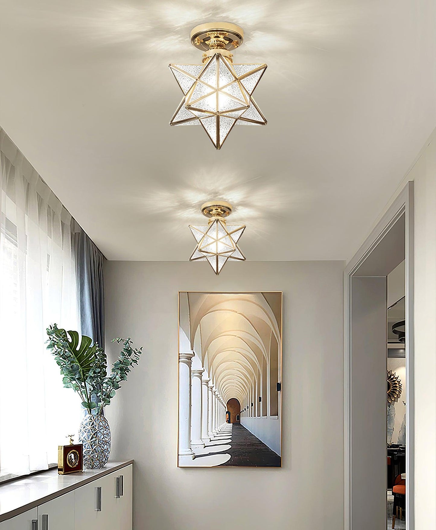 Brass Star Ceiling Light 7.9 Inch