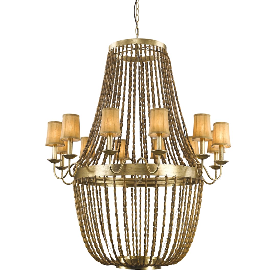 Anastasia 12 Light 49-1/4" Wide Beaded Empire Chandelier with Fabric Shades and Beaded Chains