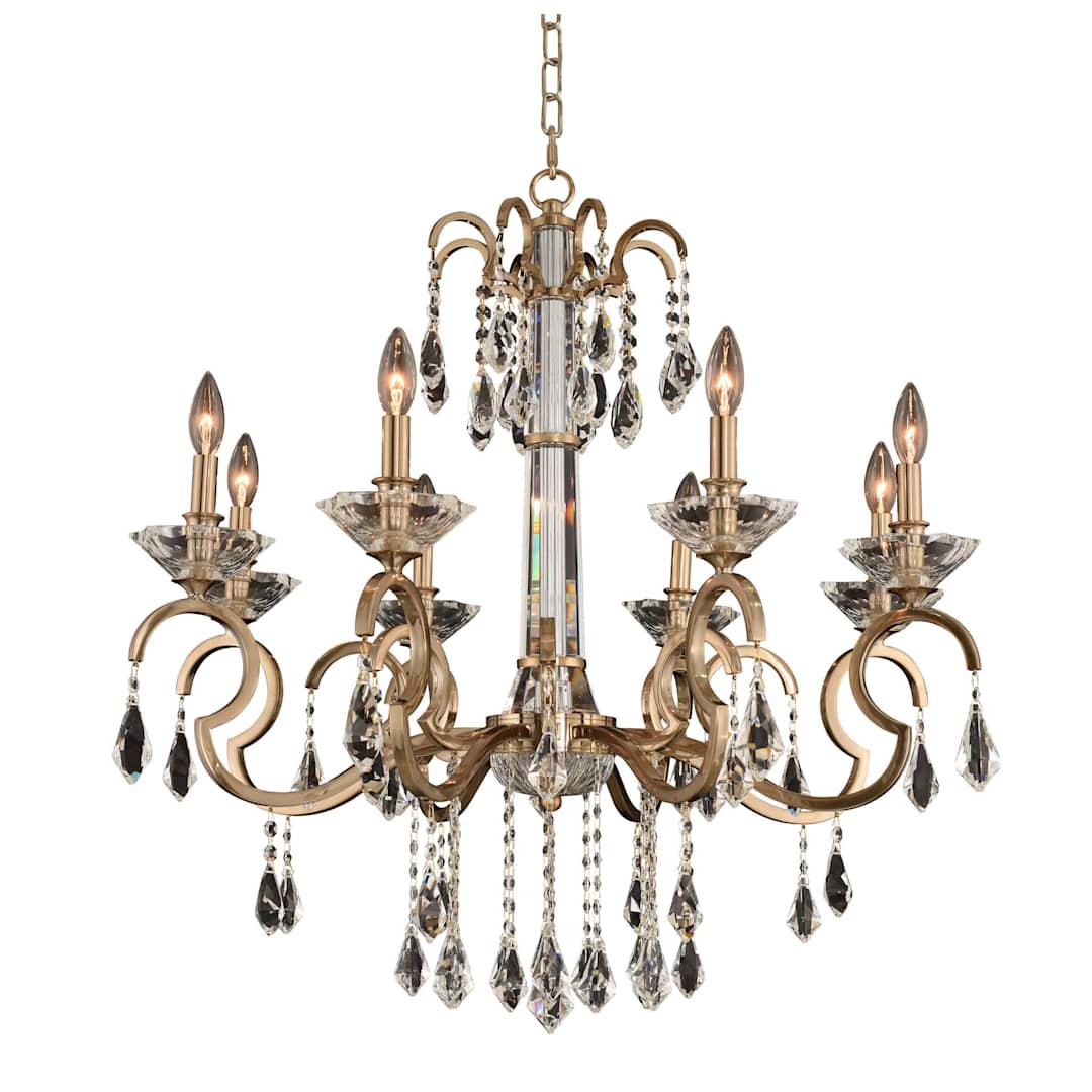 Valencia 8 Light 32" Wide Taper Candle Style Chandelier with Firenze Crystal