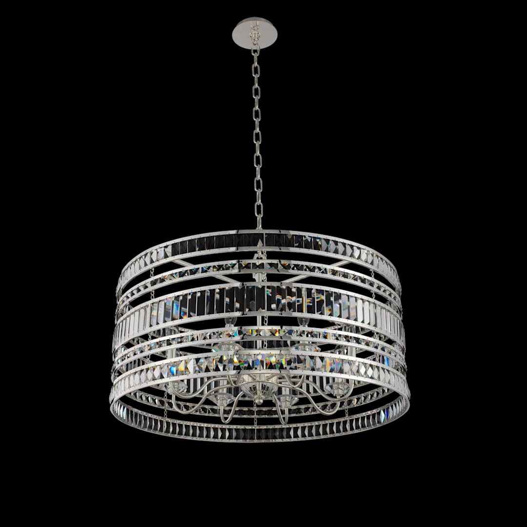 Strato 8 Light 32" Wide Crystal Drum Chandelier
