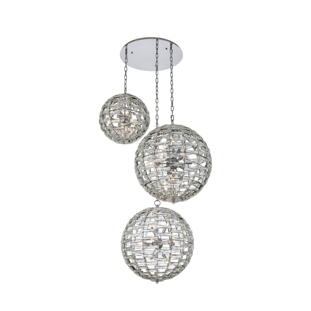 Alta 33 Light 46" Wide Crystal Multi Light Pendant - (1) 18" and (2) 26" Spheres