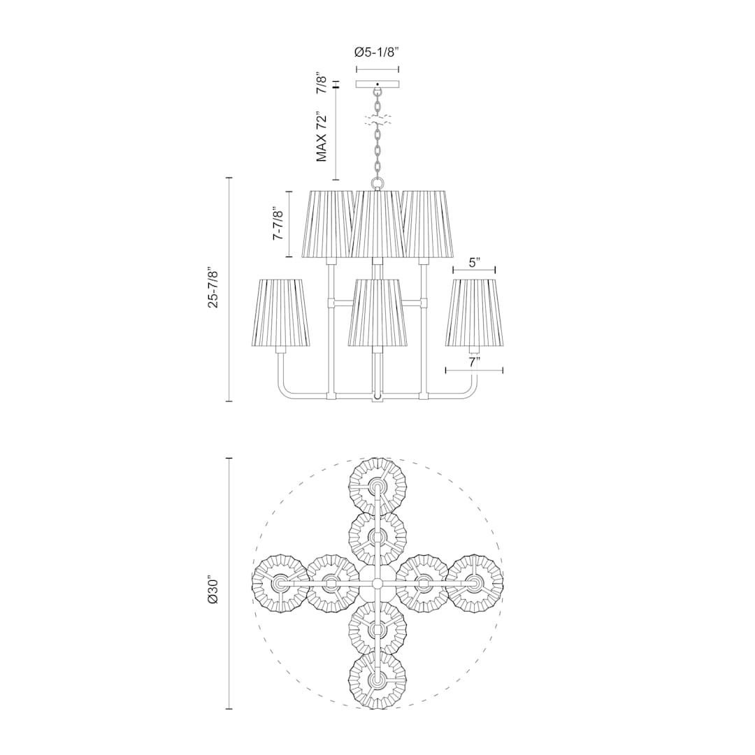 Plisse 8 Light 30" Wide Chandelier