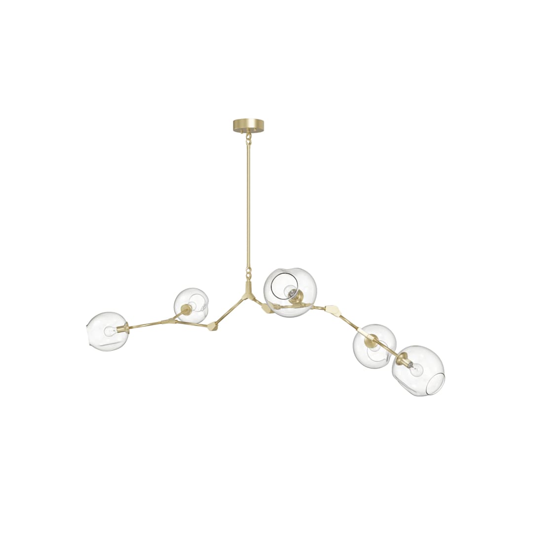 Fairfax Ave. 5 Light 66" Wide Abstract Chandelier with Hand-Blown Glass Shades