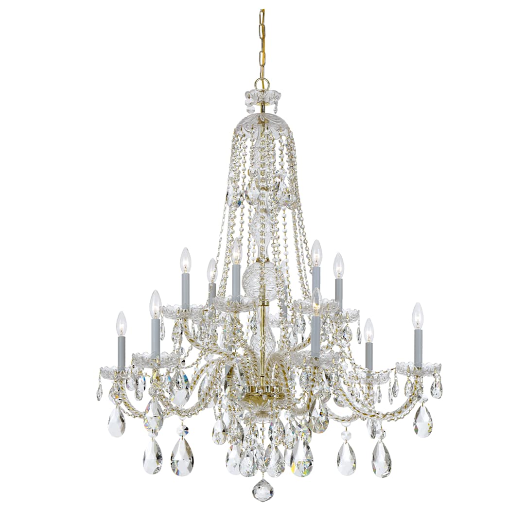 Traditional Crystal 12 Light 42" Wide Crystal Chandelier with Hand Cut Crystal Accents
