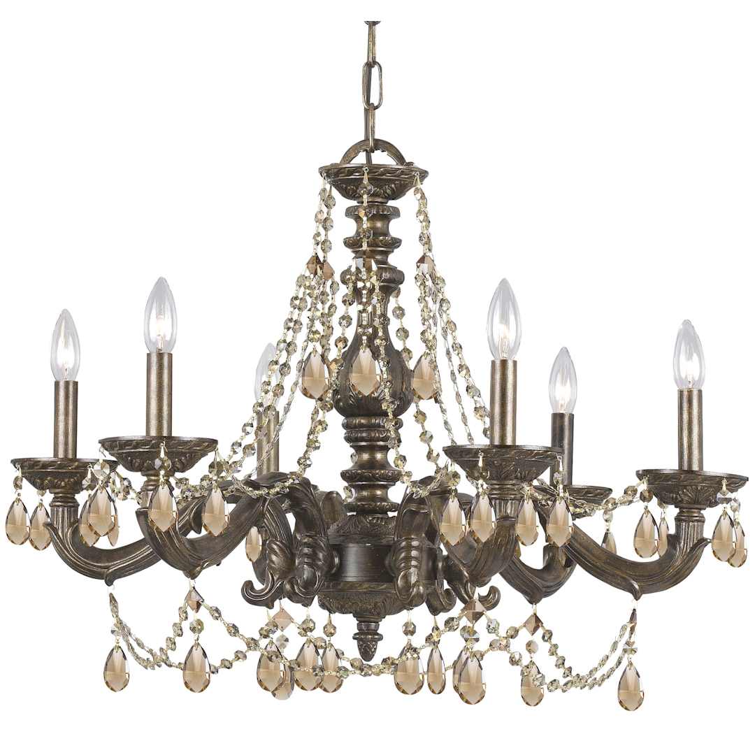 Paris Market 6 Light 28" Wide Crystal Chandelier with Golden Teak Swarovski Crystal Accents