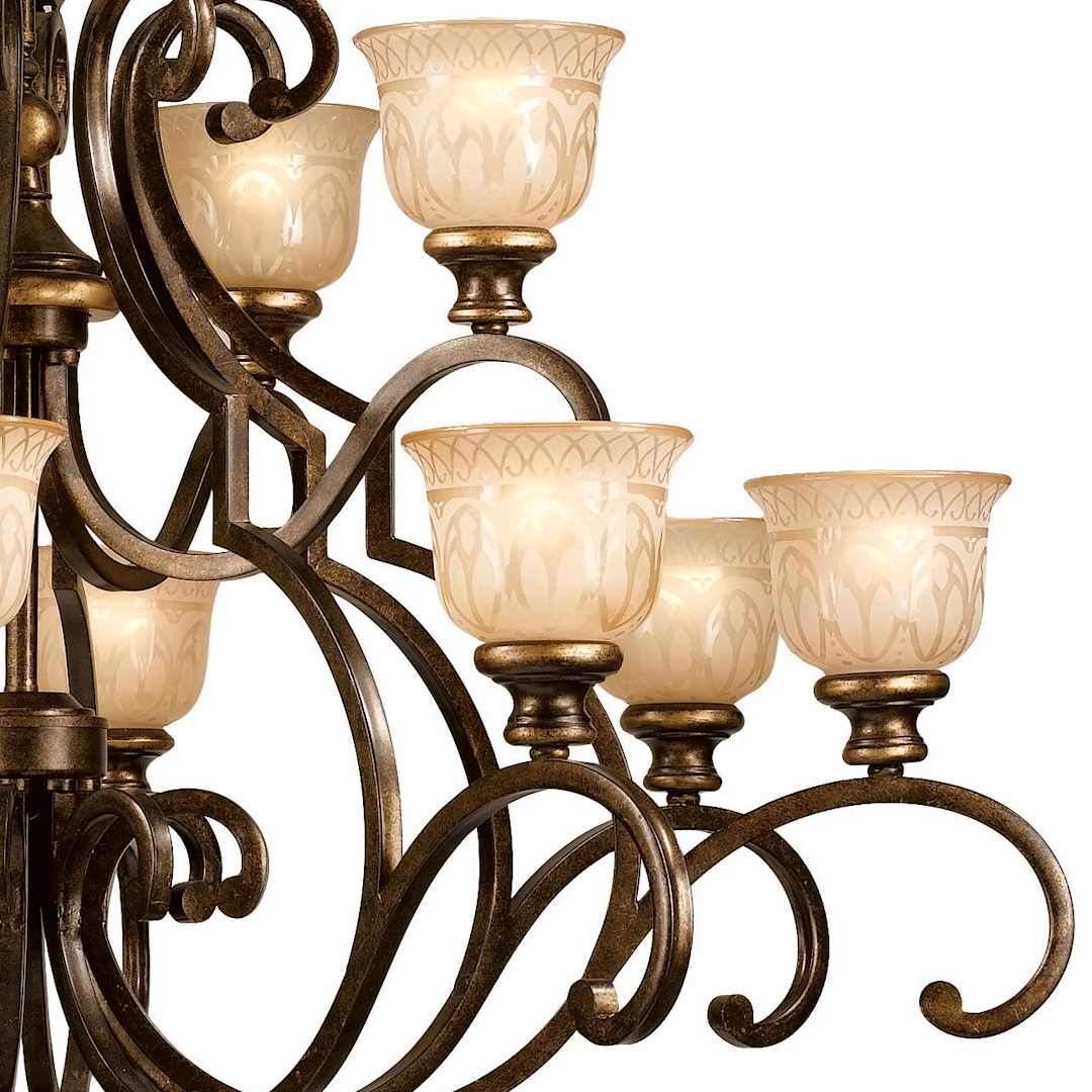 Norwalk 12 Light 48" Wide Chandelier Includes Patterned Glass Shades