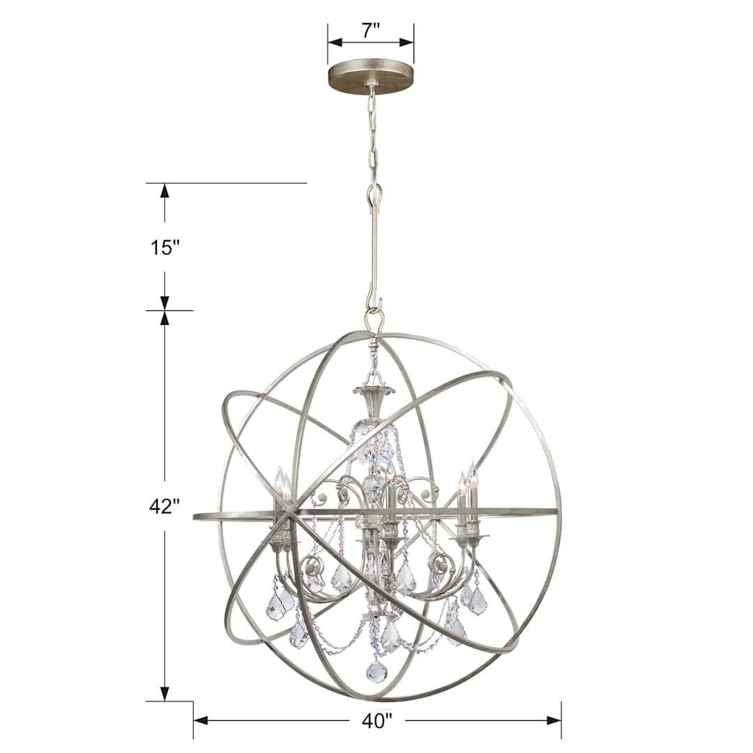 Solaris 6 Light 40" Wide Crystal Globe Chandelier with Hand Cut Crystal Accents