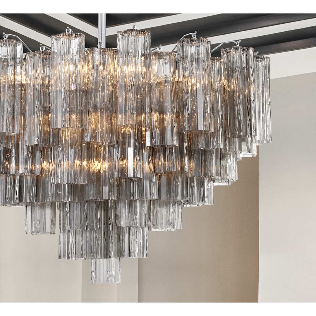 Addis 16 Light 32" Wide Waterfall Chandelier with Smoke Glass Shades