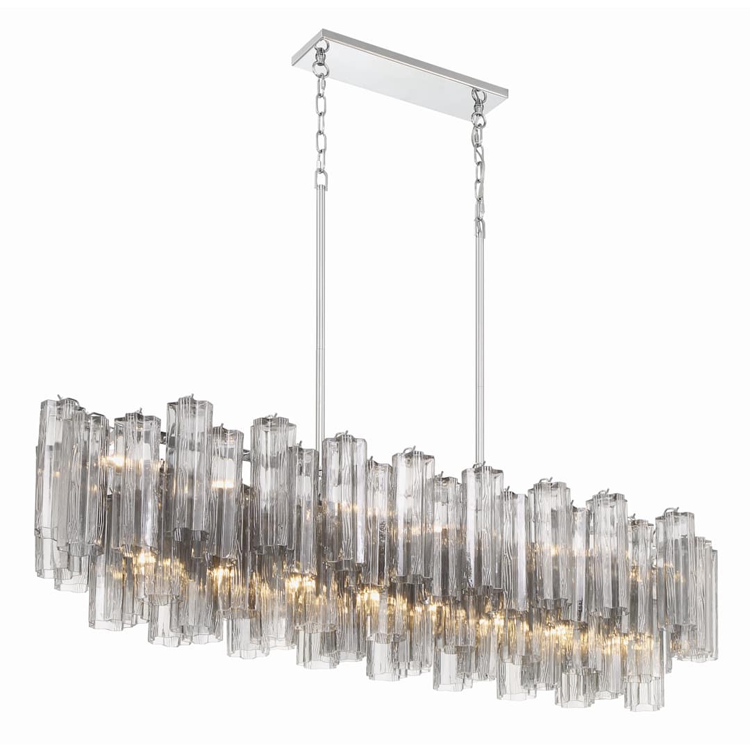 Addis 14 Light 52" Wide Crystal Linear Chandelier with Smoke Crystal Shades
