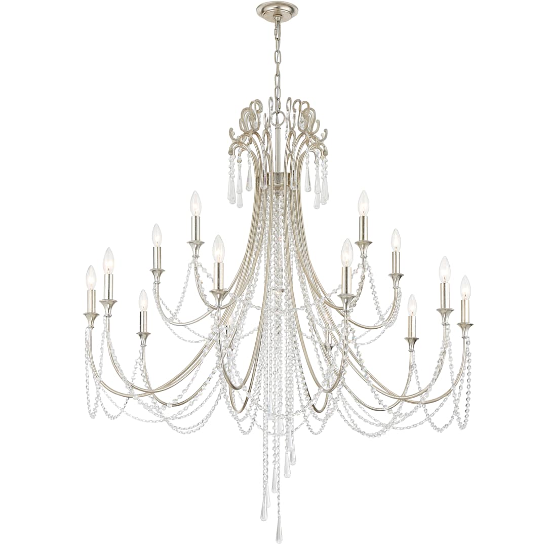 Arcadia 15 Light 46" Wide Crystal Candle Style Chandelier with Hand Cut Crystal Accents