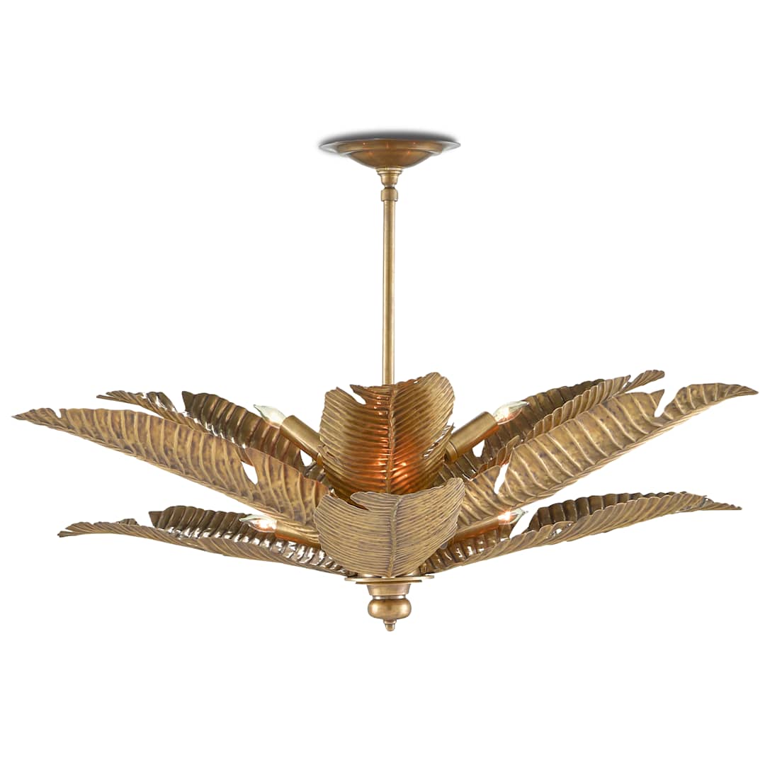 Tropical 6 Light 34" Wide Semi-Flush Ceiling Fixture with Metal Shades
