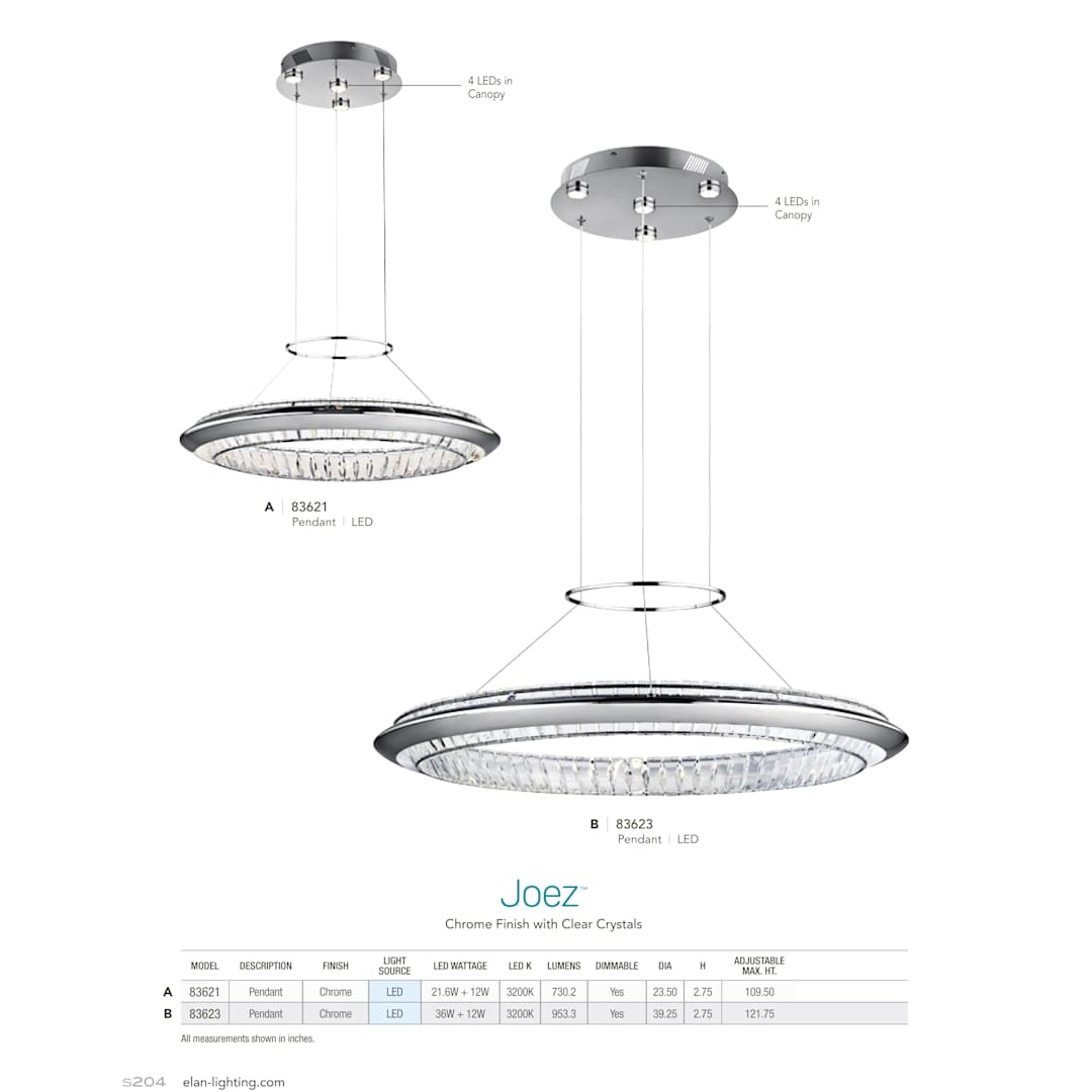 Joez 5 Light 39" Wide LED Crystal Ring Chandelier