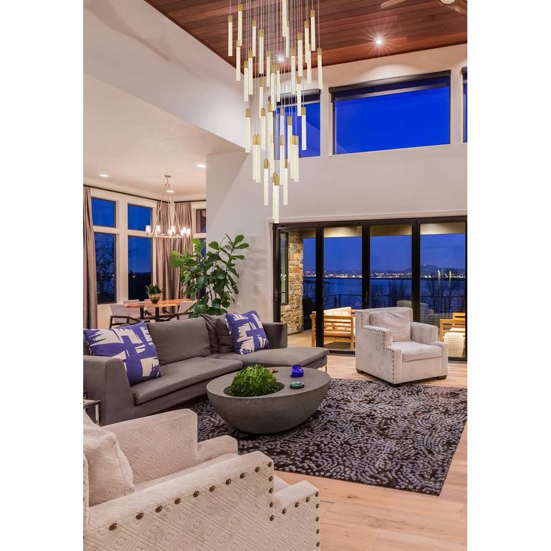 Weston 36 Light 42" Wide LED Crystal Multi Light Pendant with Clear Crystal Accents