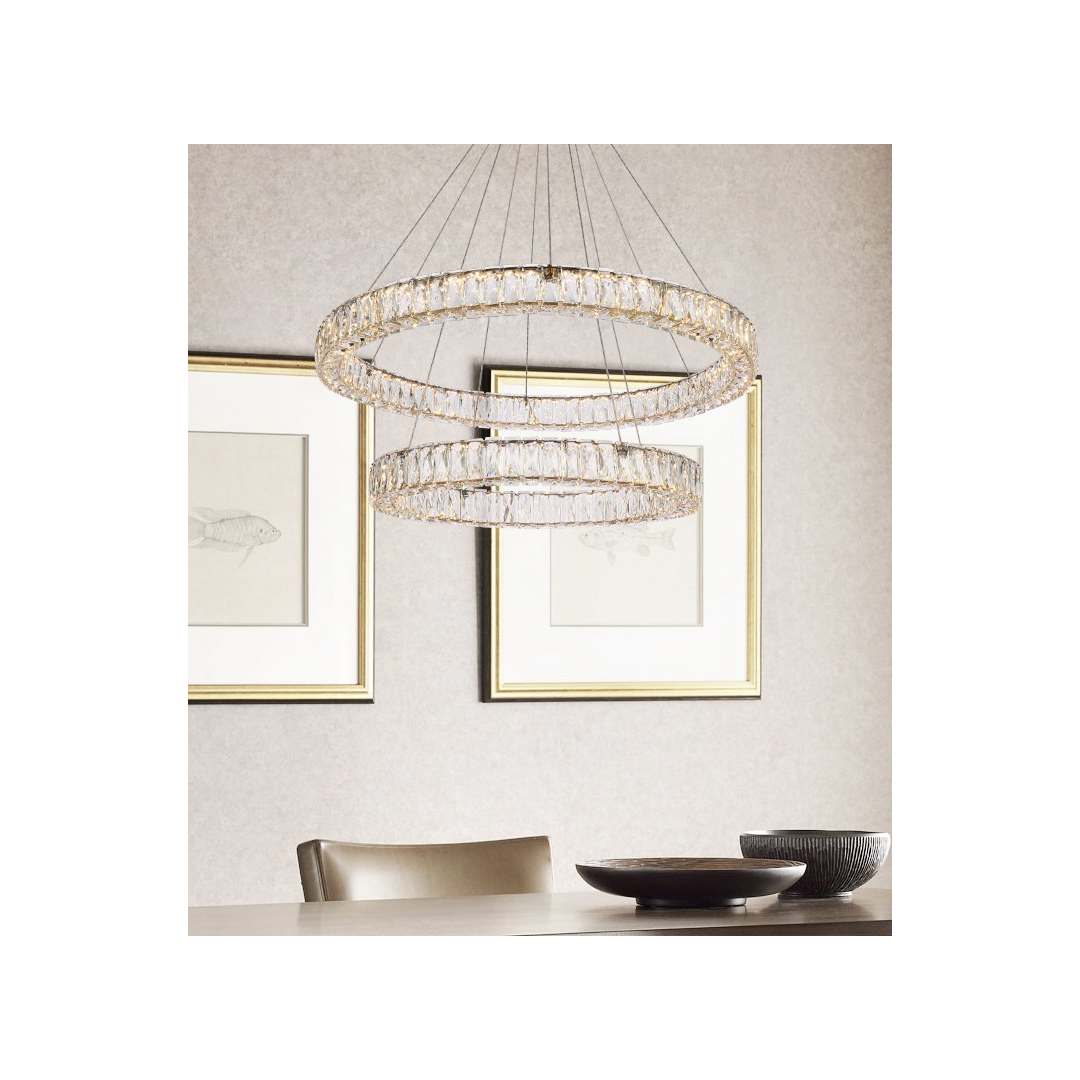 Monroe 36" Wide LED Crystal Ring Chandelier with Clear Crystal Accents