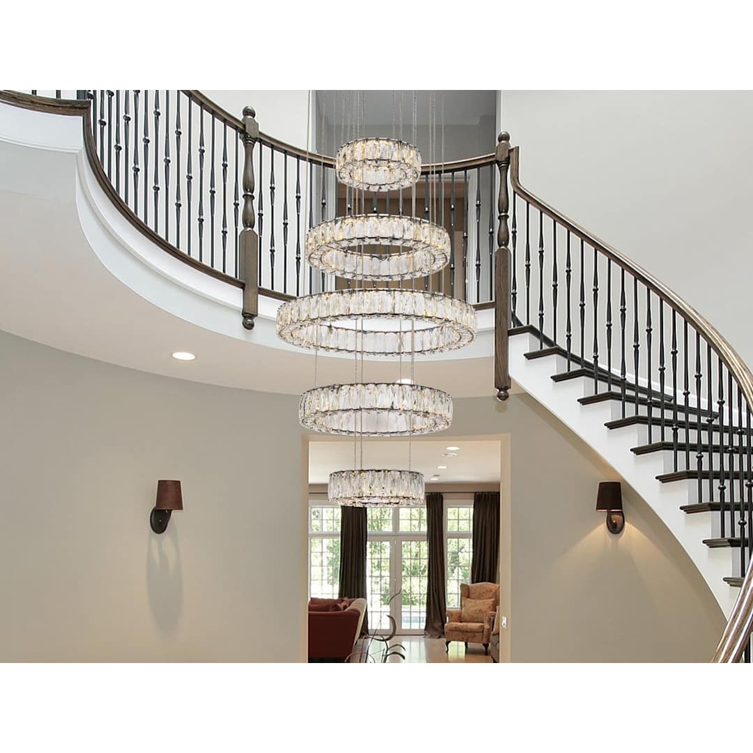 Monroe 5 Light 26" Wide LED Crystal Ring Chandelier with Clear Royal Cut Crystals