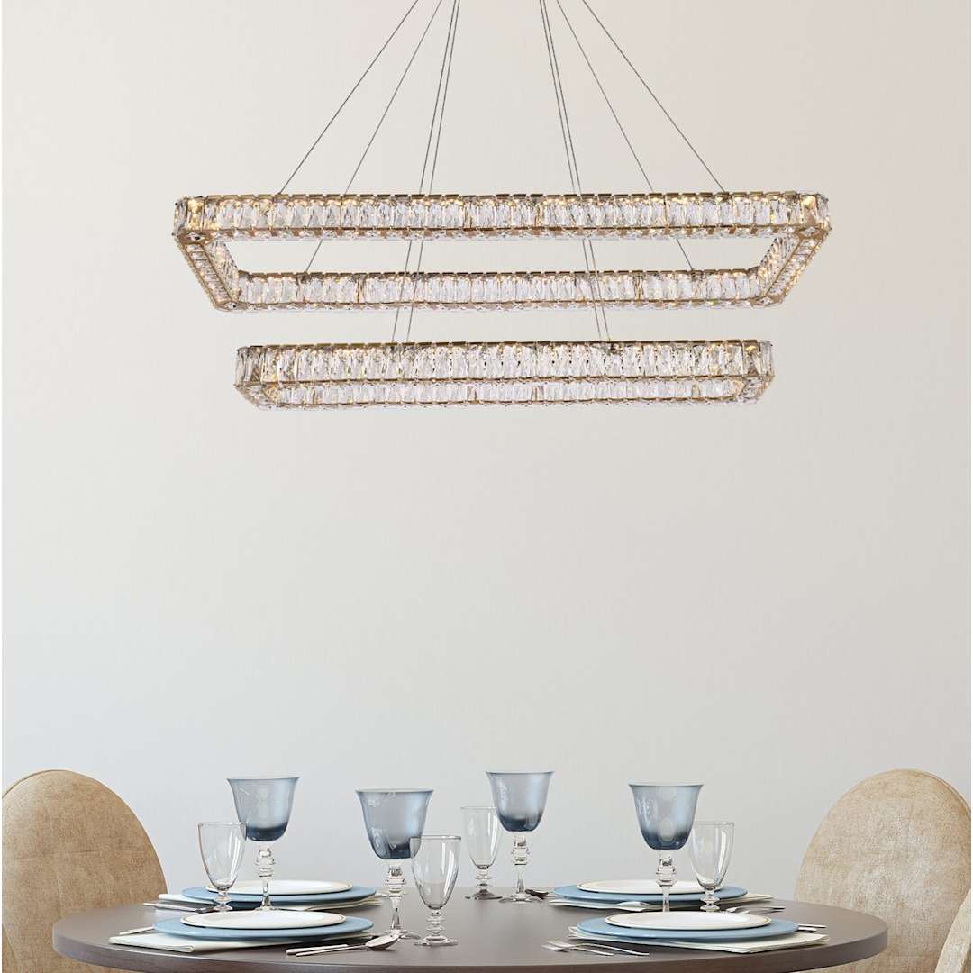 Monroe 50" Wide LED Crystal Linear Chandelier with Clear Crystal Accents