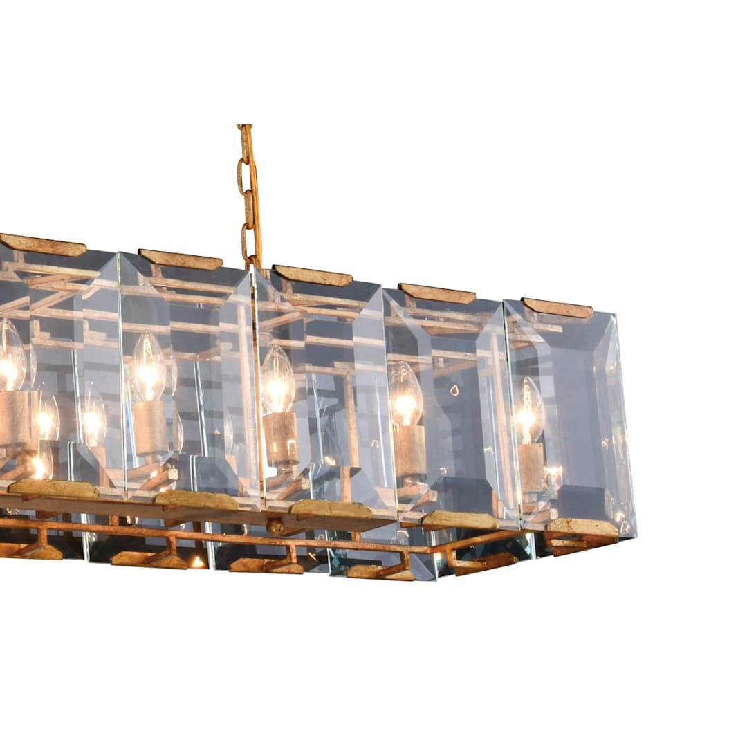 Monaco 16 Light 53" Wide Linear Style Chandelier with Emerald Cut Glass Panels