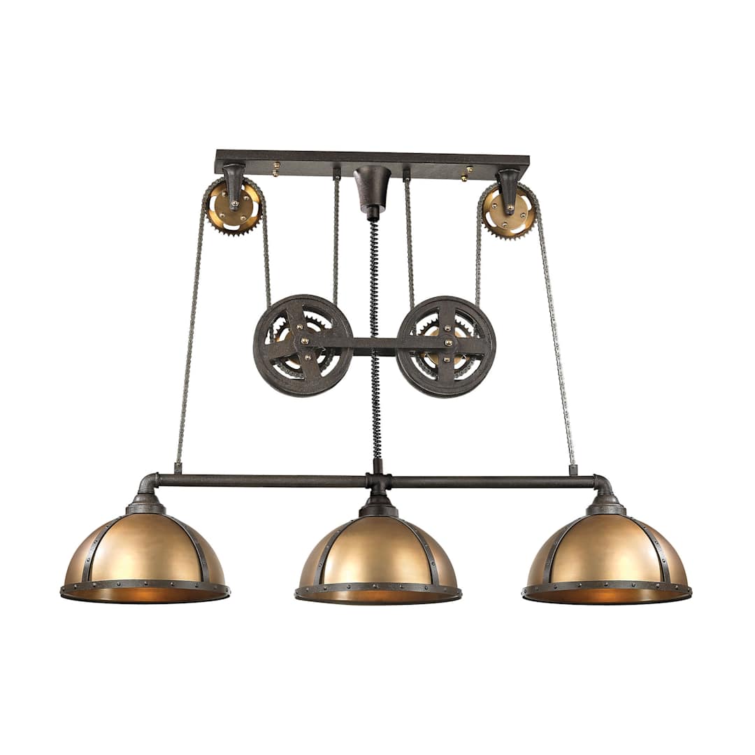 Torque 62" Wide 3 Light LED Full Sized Linear Chandelier with Gold Metal Shades