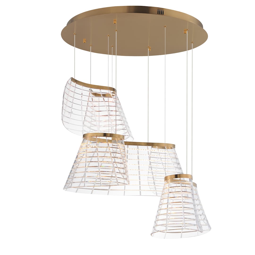 Tartan 3 Light 24" Wide LED Abstract Multi Light Pendant