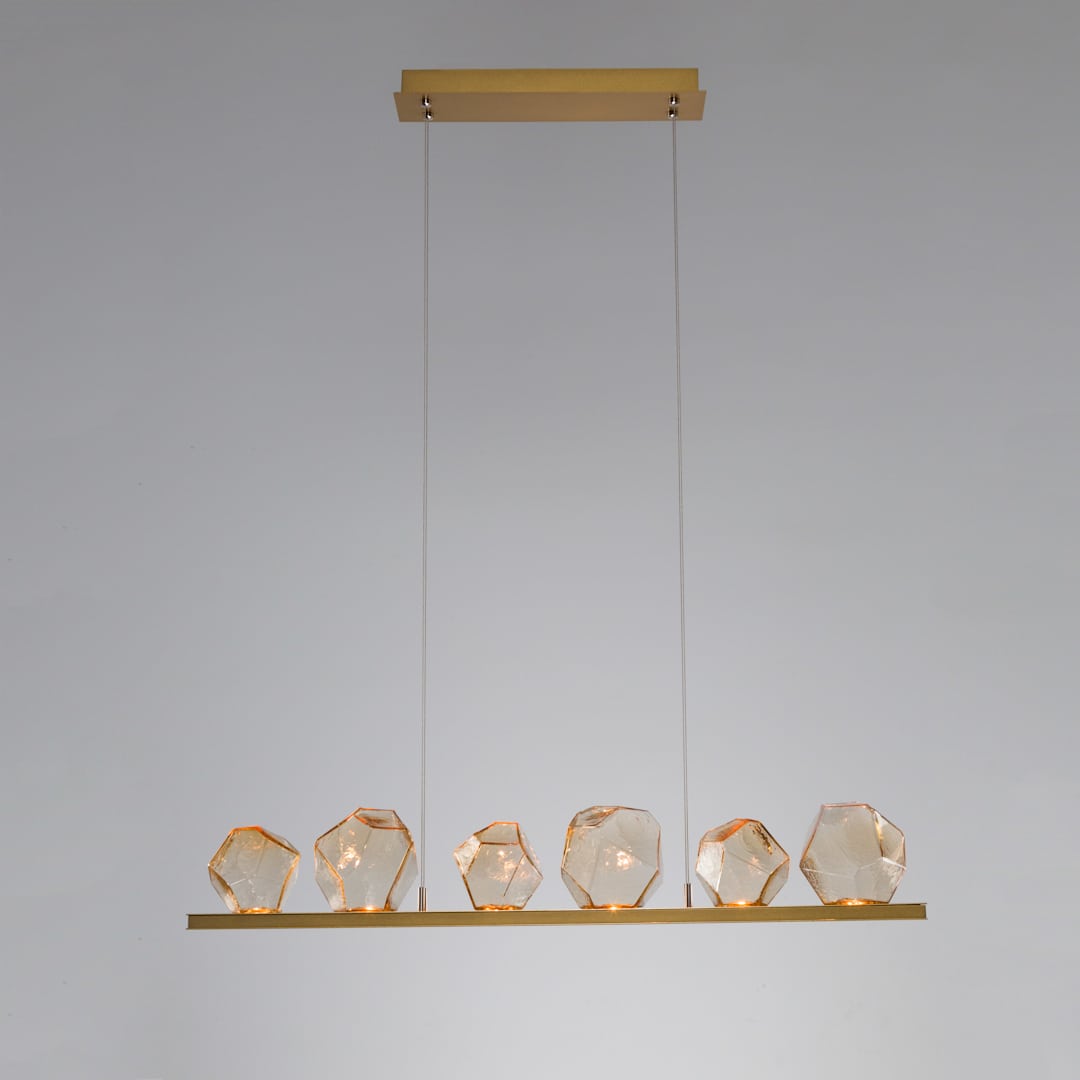 Gem 44" Wide 10 Light Hand Blown Glass LED Linear Suspension