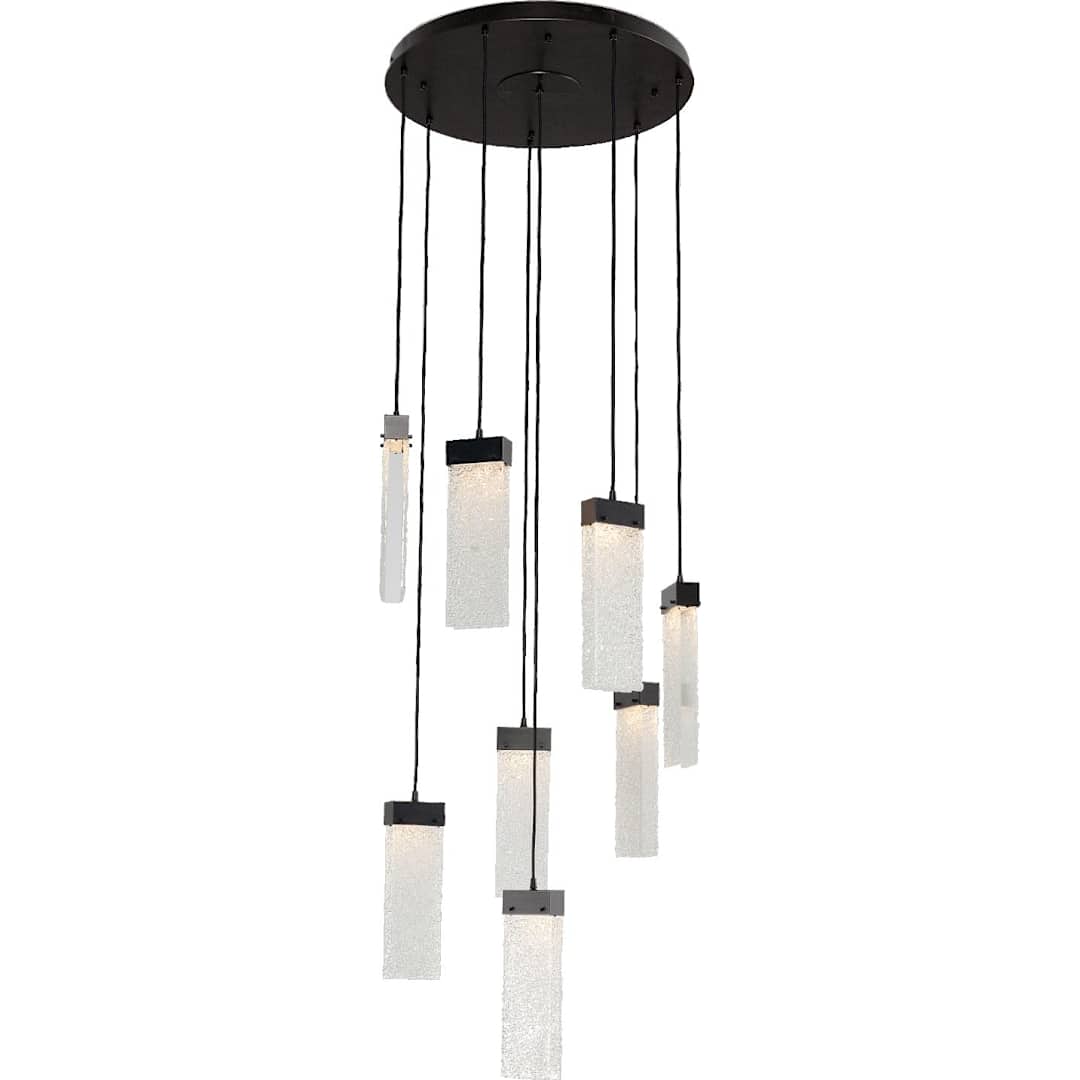 Parallel 24" Wide Artisan Crafted LED 8 Light Pendant with Hand Textured Glass