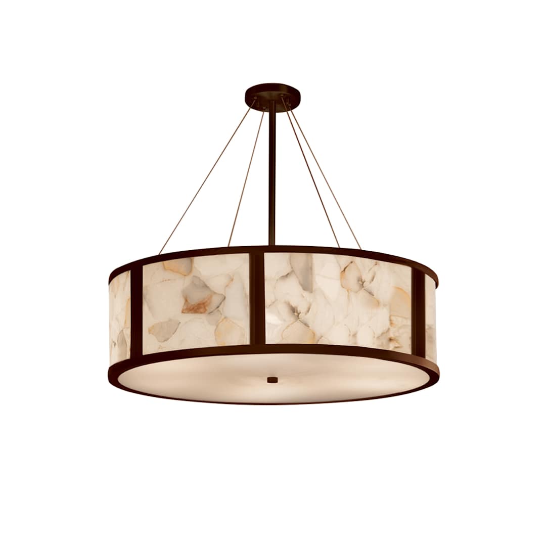 Alabaster Rocks 8 Light 48" Wide Drum Chandelier with Shaved Alabaster Rock Cast Resin Shade