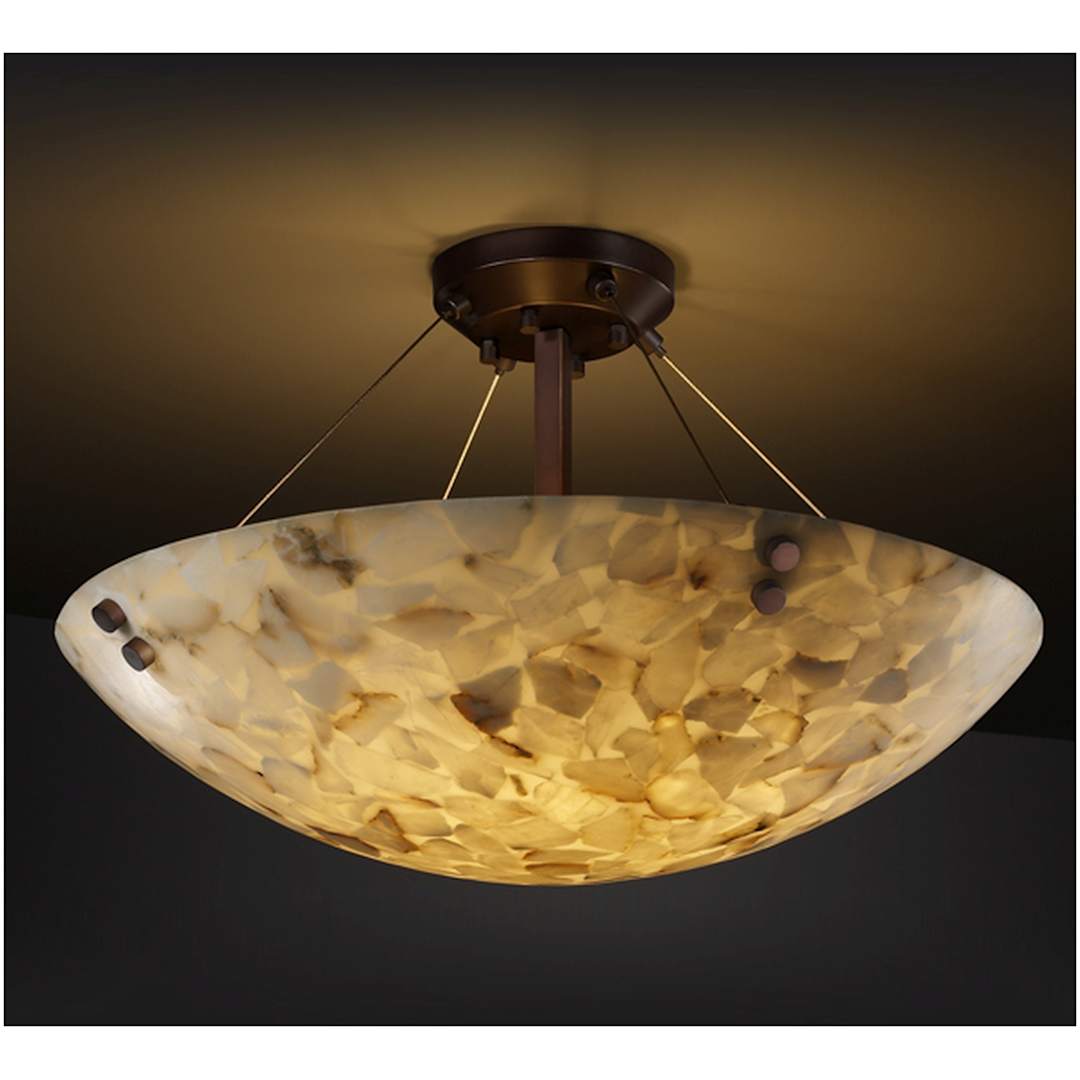 Alabaster Rocks! 36" Wide Integrated 3000K LED Semi-Flush Bowl Ceiling Fixture with Shaved Alabaster Rocks Resin Shade