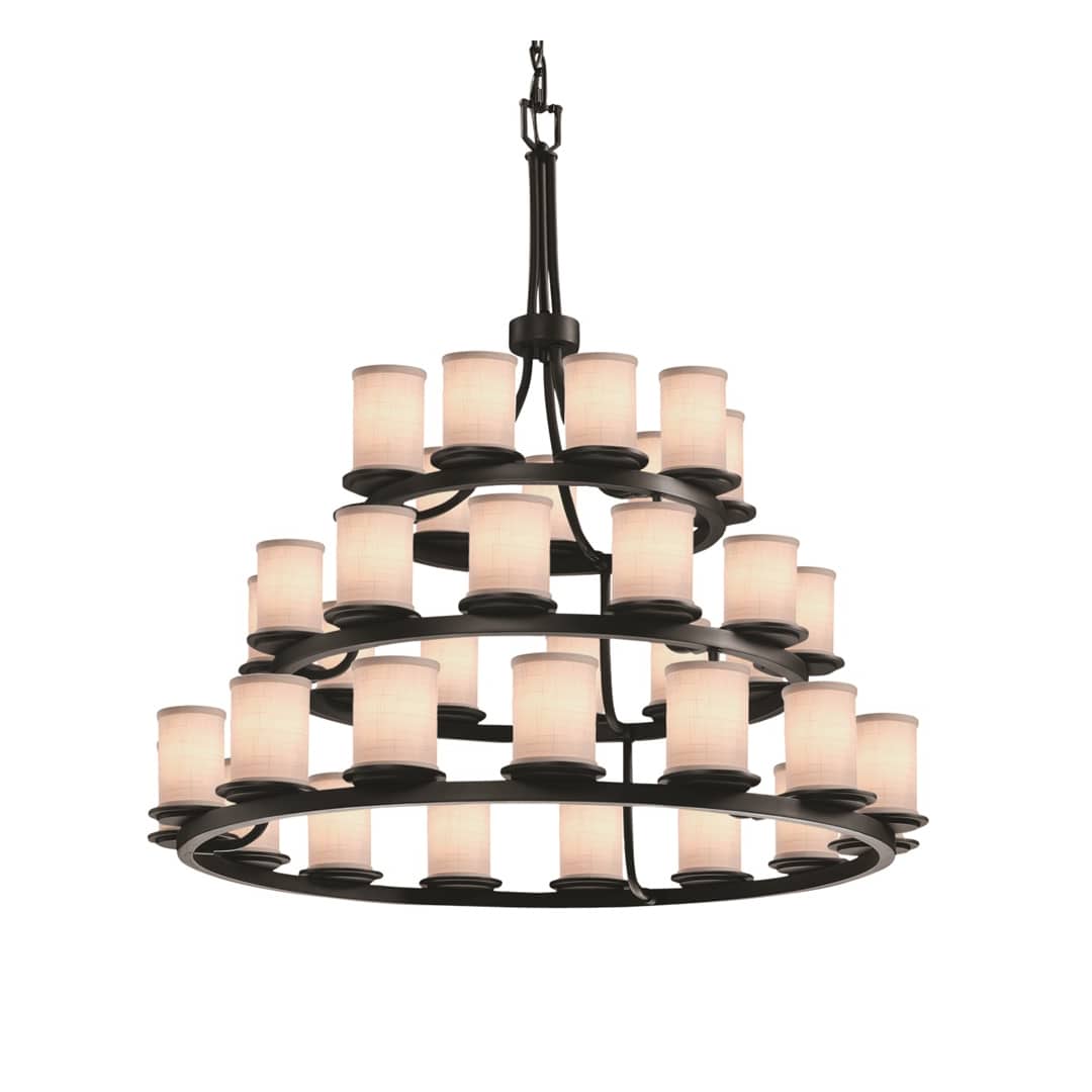 Textile 36 Light 42" Wide LED Pillar Candle Chandelier