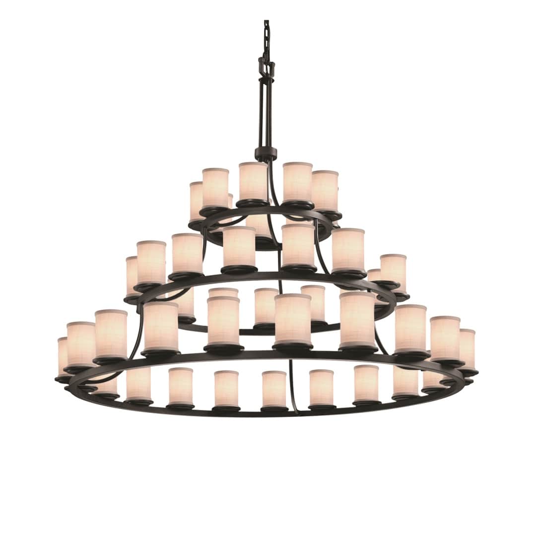 Textile 45 Light 60" Wide LED Pillar Candle Chandelier