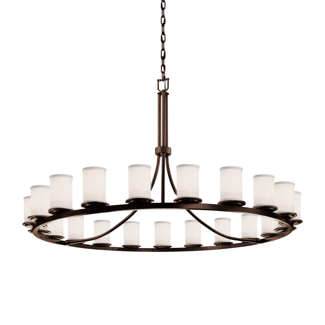 Textile 21 Light 60" Wide Pillar Candle Style Chandelier with White Fabric Shades