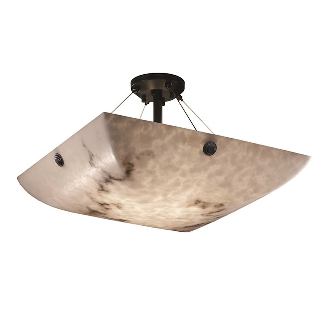 LumenAria 8 Light 36" Wide Semi-Flush Bowl Ceiling Fixture with Faux Alabaster Resin Shade