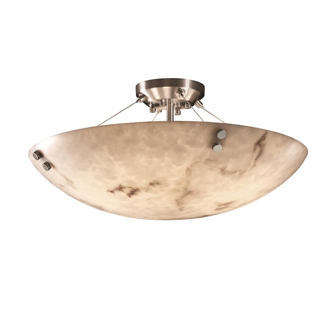 LumenAria 8 Light 36" Wide Semi-Flush Bowl Ceiling Fixture with Faux Alabaster Resin Shade