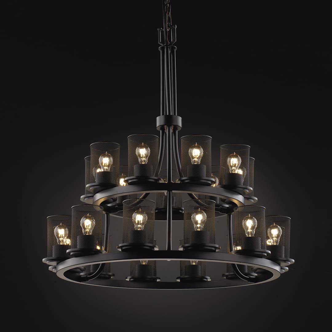 Wire Mesh 21 Light 33" Wide Pillar Candle Style Chandelier with Wire Mesh Shades
