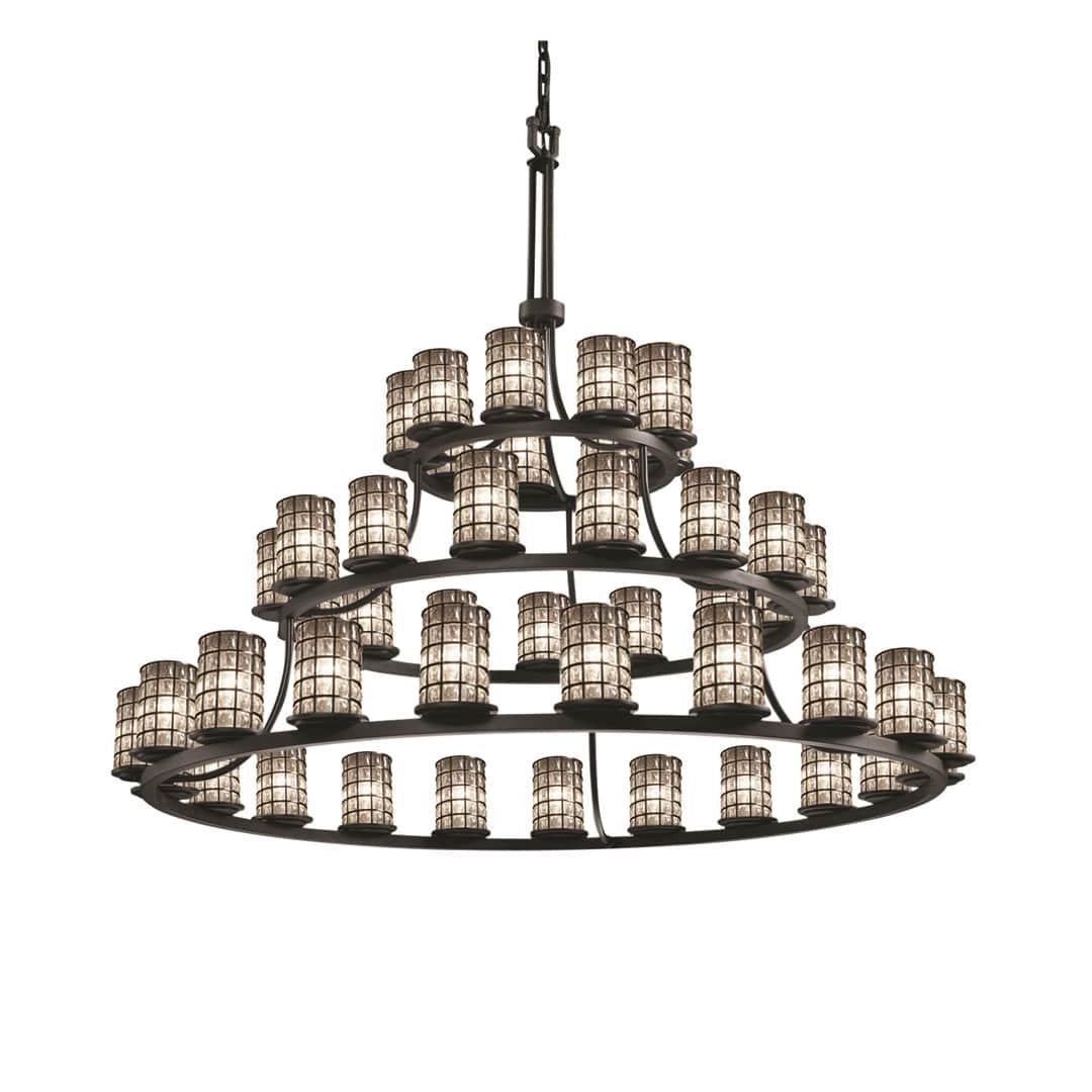 Wire Glass 45 Light 60" Wide LED Pillar Candle Chandelier