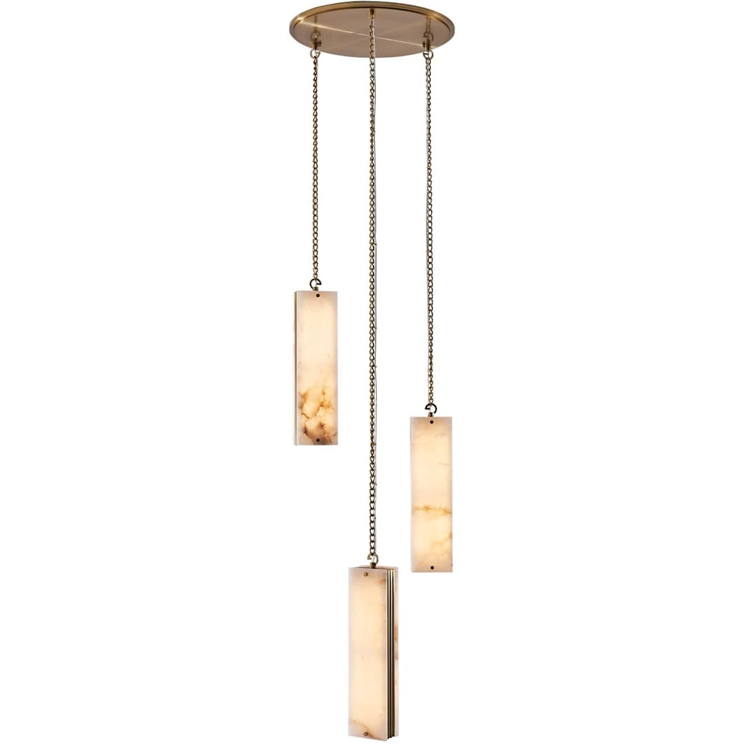 Vertical 18" Wide LED Multi Light Pendant with Alabaster Shades