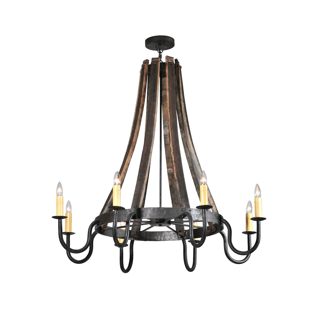43" W Barrel Stave 8 Light Chandelier