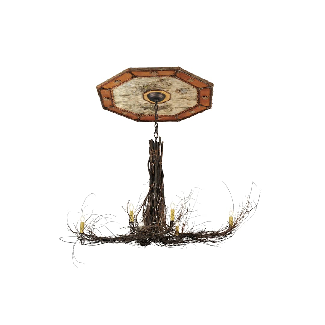 48" L Twigs 6 Light with Ceiling Medallion Chandelier