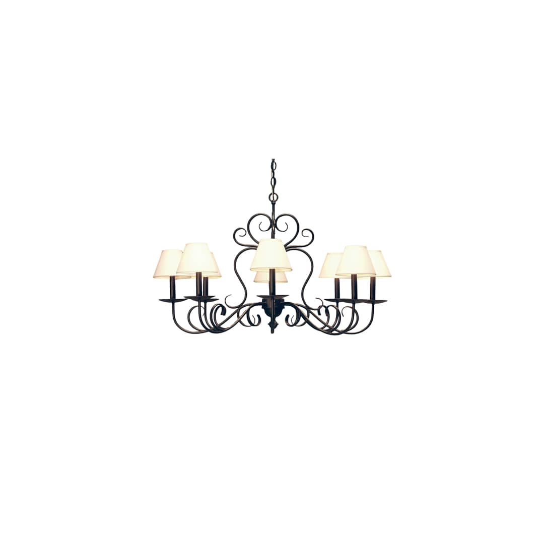 Corrina 8 Light 36" Wide Chandelier with Cream Textrene Shades - Blackwash Finish