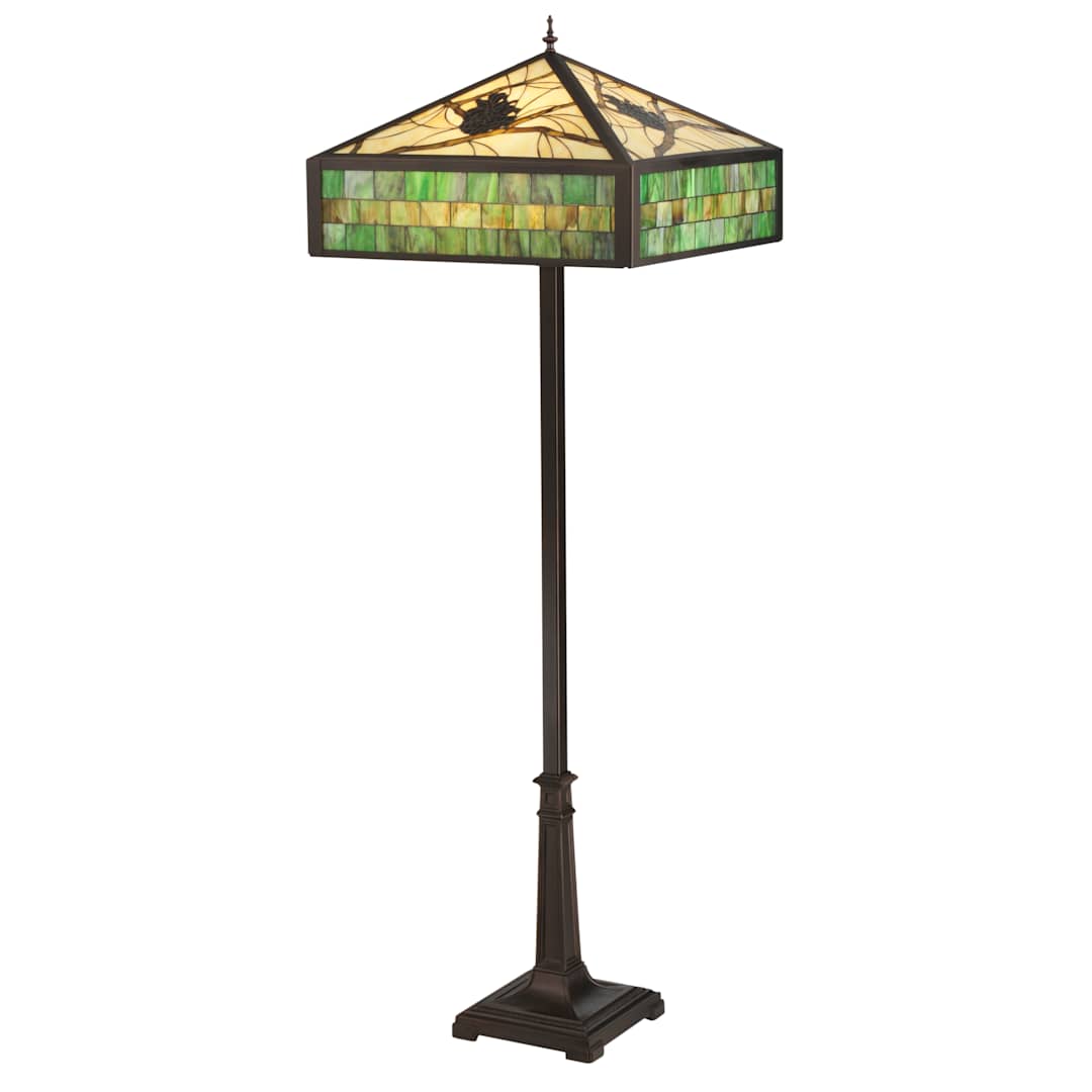 64.5" H Green Pine Branch Mission Floor Lamp