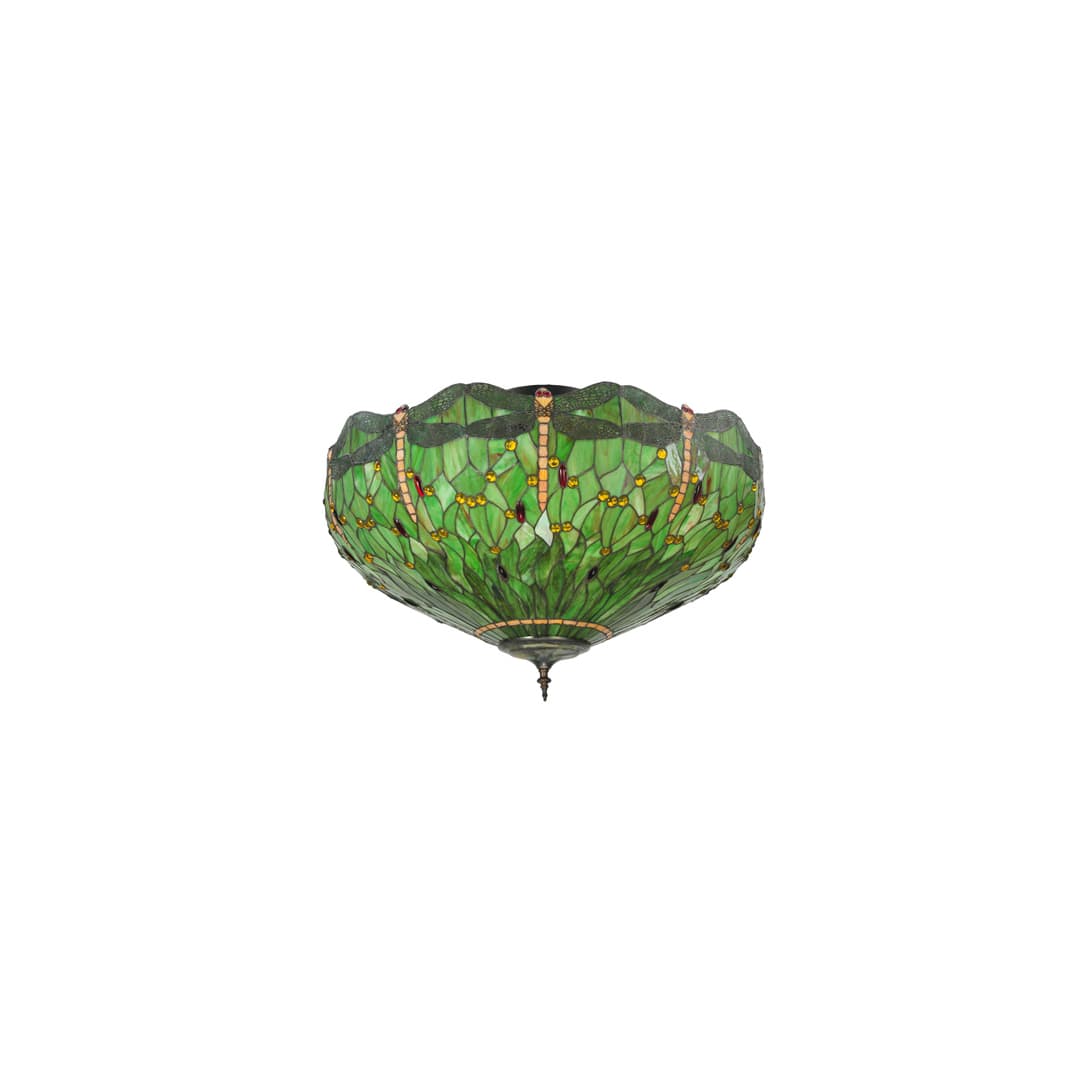 Tiffany Hanginghead Dragonfly 5 Light 38" Wide Semi-Flush Bowl Ceiling Fixture