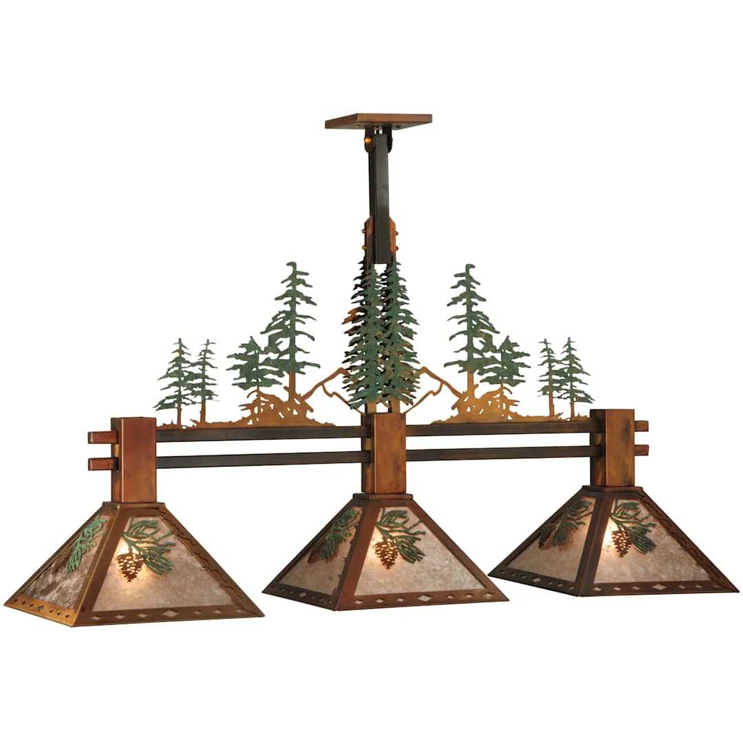 44.25" L Winter Pine 3 Light Island Chandelier