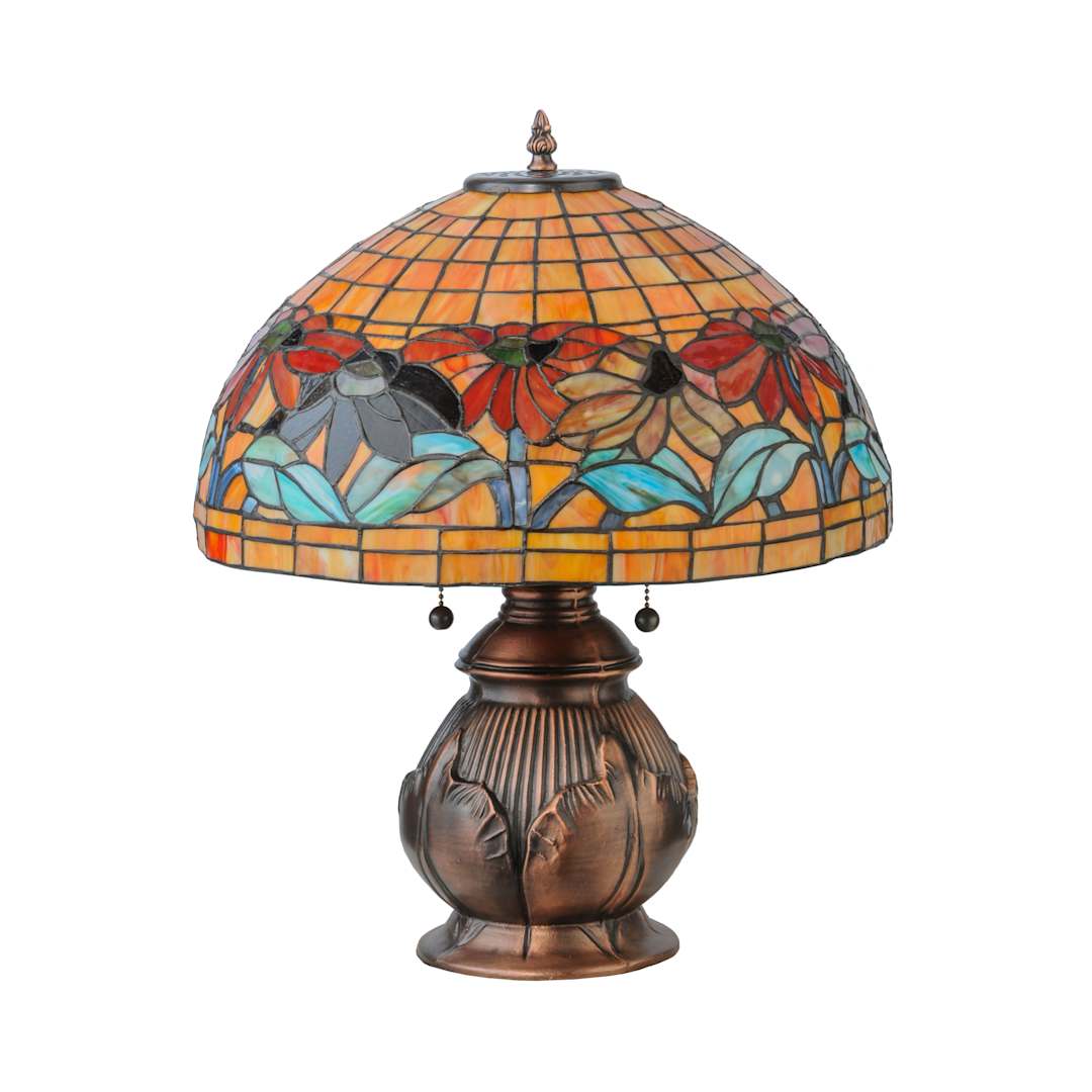 Black Eyed Susan 2 Light 19.5" Tall Hand-Crafted Table Lamp with Stained Glass